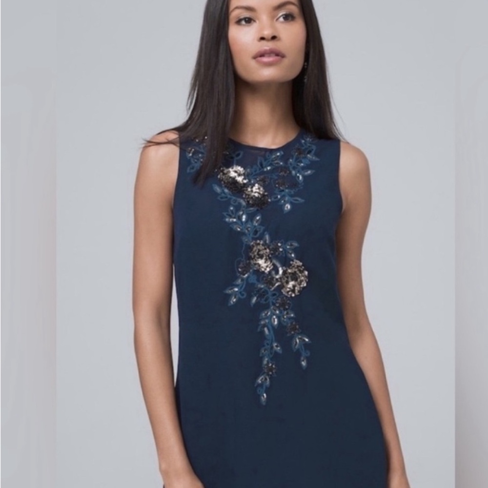 Elegant Navy Blue Embroidered Blouse